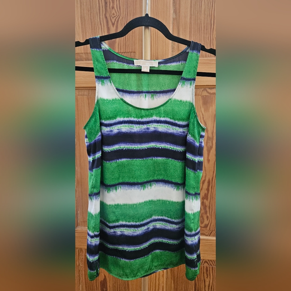 Michael Kors Green & Blue Silky Tank Size Small
